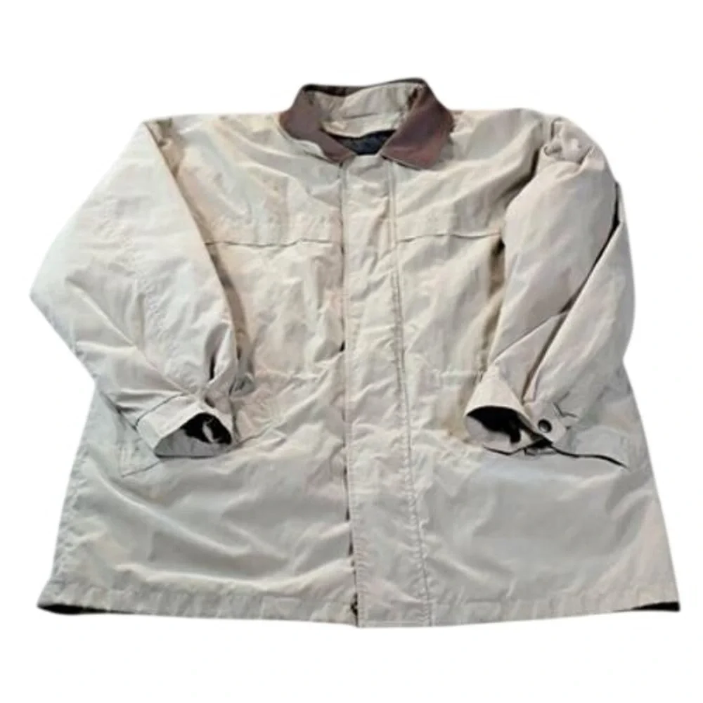 Baracuta Jacket Mens XL Khaki Brown Collar Insulated Zip Front Wool‎ Lined